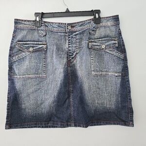 VTG Crest Jeans Denim Mini Skirt Y2k Sz 19/20
